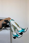 tall teal and gold western boots - baddie style