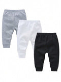 Baby 3-Pack Basic Jogger Pants – Solid Cotton Elastic Waist Everyday Pants Set