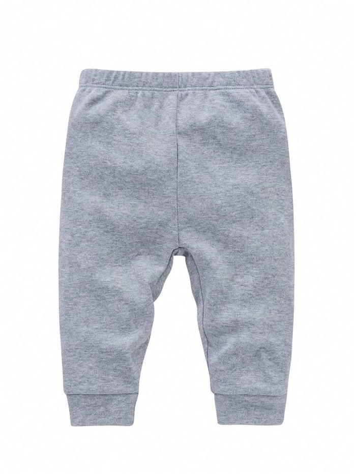 Baby 3-Pack Basic Jogger Pants – Solid Cotton Elastic Waist Everyday Pants Set