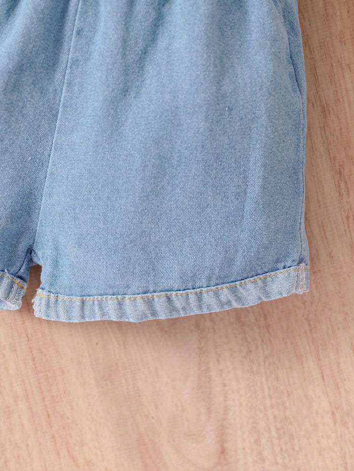 Baby Girl Lace Cami Top & Denim Shorts Set – 2-Piece Summer Outfit