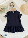 Baby Girls Cotton Dress with Ruffles and Bow Details (6â€“9M)