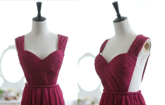 Backless Wine Red/Burgundy Chiffon Prom Dress/Bridesmaid Dress