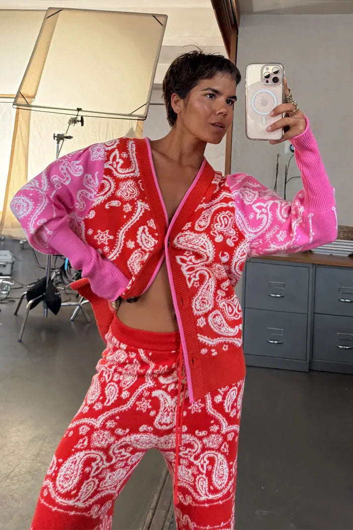 Bandana Martha Cardigan (Red)