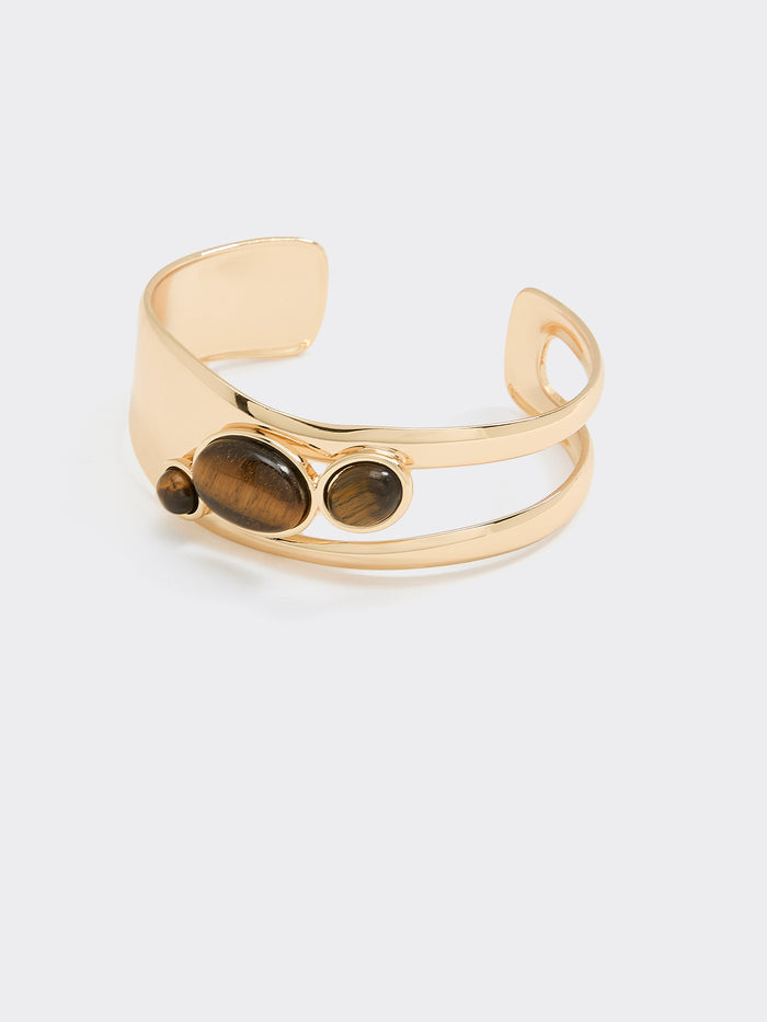 Bangle Bracelet with Tiger Eyes