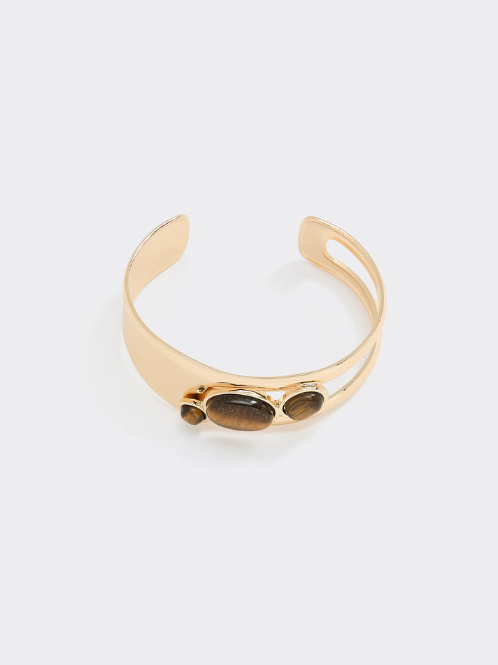 Bangle Bracelet with Tiger Eyes