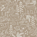 Bear Fox Doodle Taupe - Family Fabrics B.V.