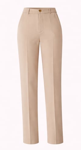 Beige High Waist Straight Leg Pants – Elegant Tailored Office Trousers for Women