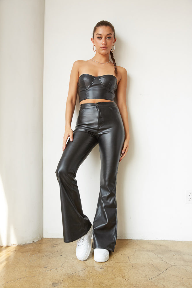 black bustier leather crop top - pumpkin patch outfit - apple picking - going out