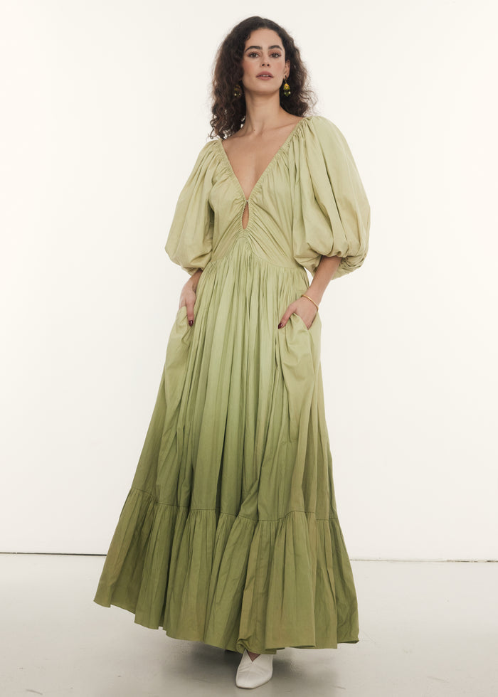Birthday Gown in Pistachio Ombré - Women's Maxi Dresses & Off the Shoulder Gowns by Rooh Collective