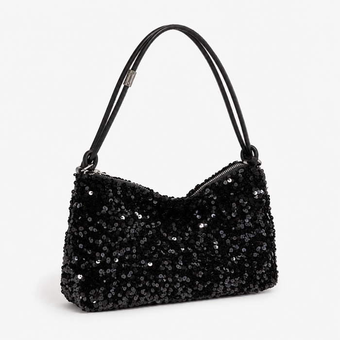 Black Sequin Shoulder Bag