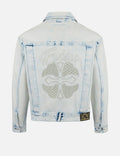 Bleach Washed Kamon Embroidery Fashion Fit Denim Jacket