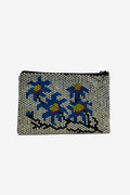 Blue Flower Beaded Zip Purse image 0