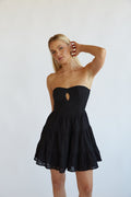 black strapless keyhole front mini dress | black-image