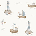 Boats Lighthouse Offwhite - Family Fabrics B.V.