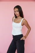 black and white contrast stitch tank top