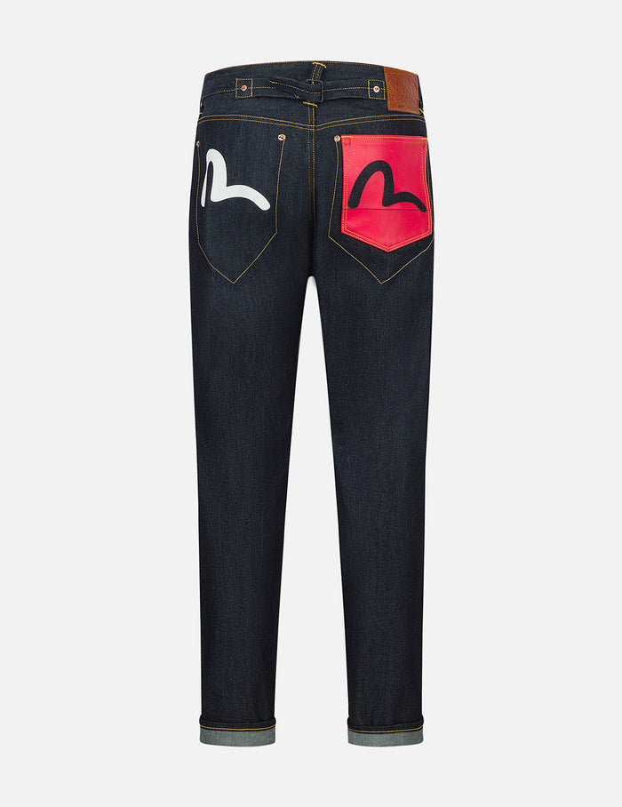 Bold Seagull Print Taper Fit Jeans #2017