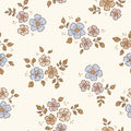Boo flower dusty blue pink salmon - Family Fabrics B.V.