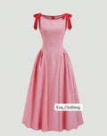 Bow strap midi dress