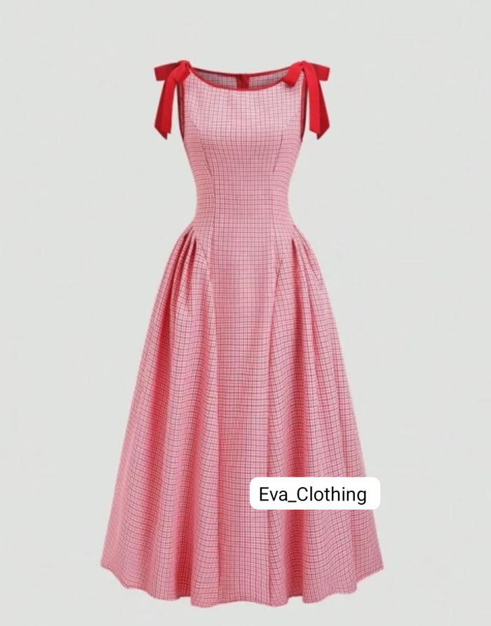 Bow strap midi dress