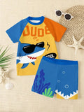 Boys Summer Outfit â€“ Shark Print T-Shirt & Shorts Set
