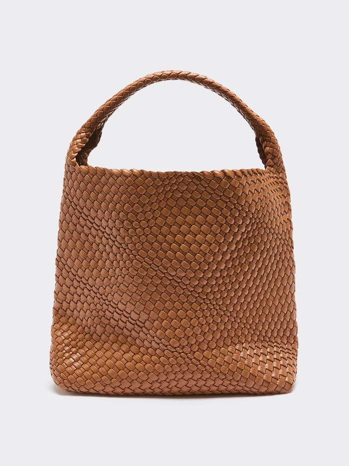 Braided Faux-Leather Shoulder Bag