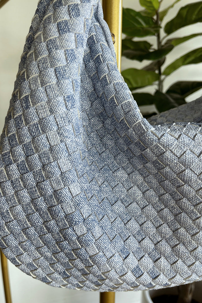 baby blue woven shoulder bag