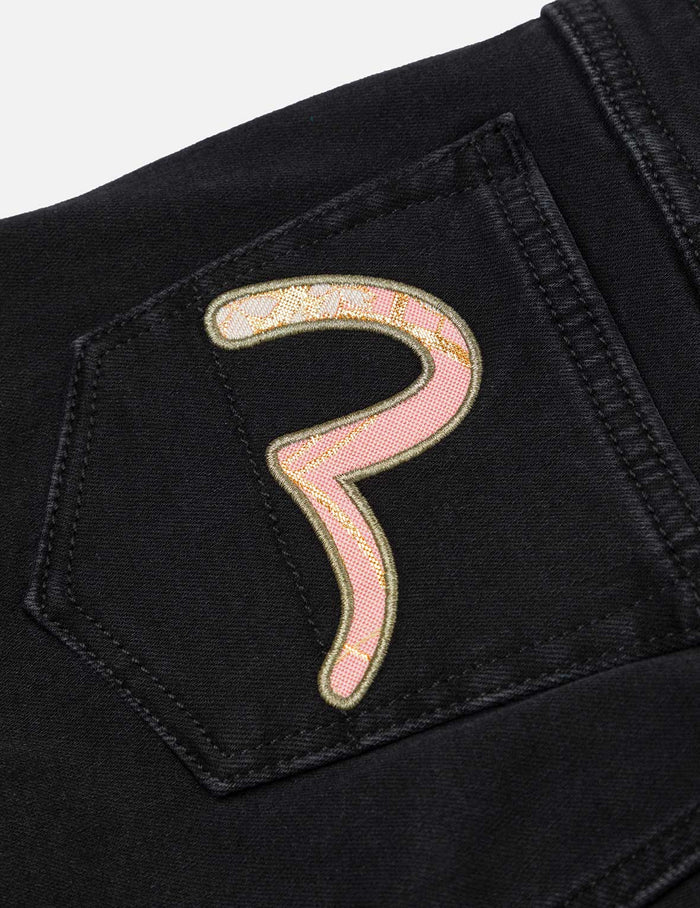 Brocade Inserted Seagull Skinny Jeans