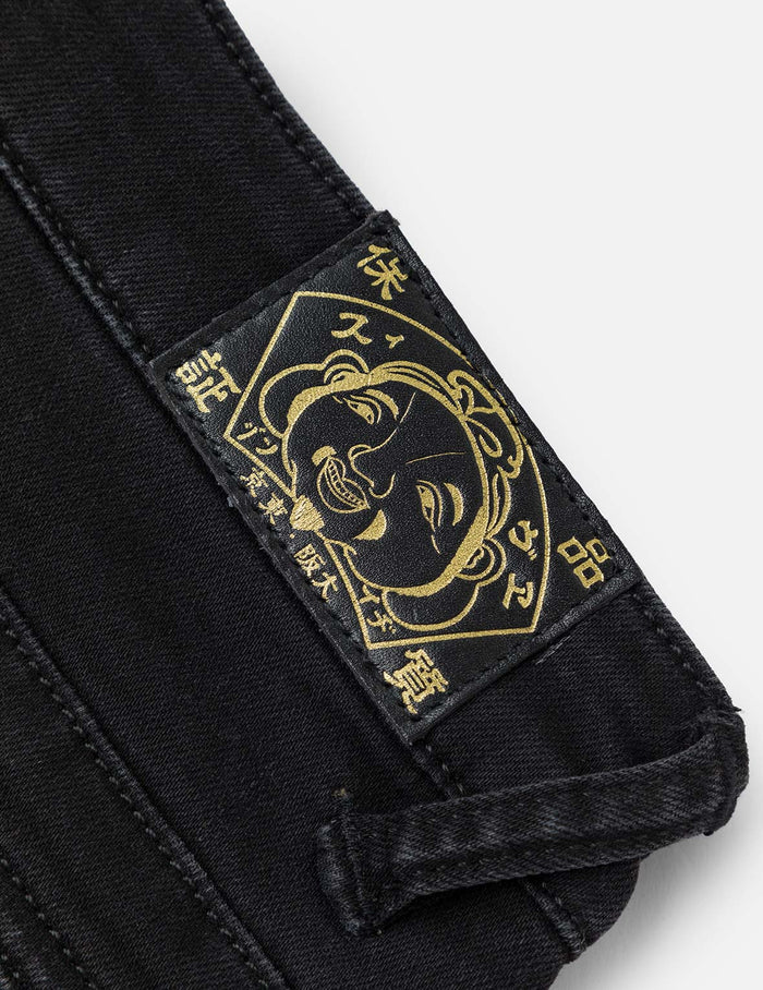 Brocade Inserted Seagull Skinny Jeans