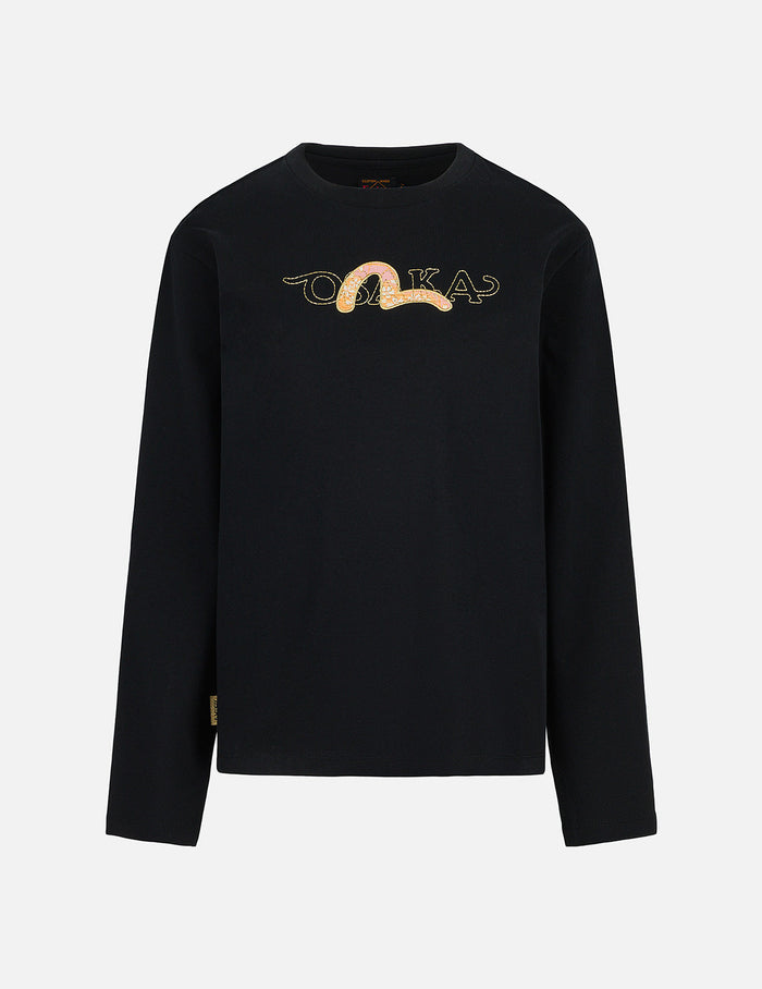 Brocade Seagull Embroidery Regular Fit Long-Sleeve T-shirt