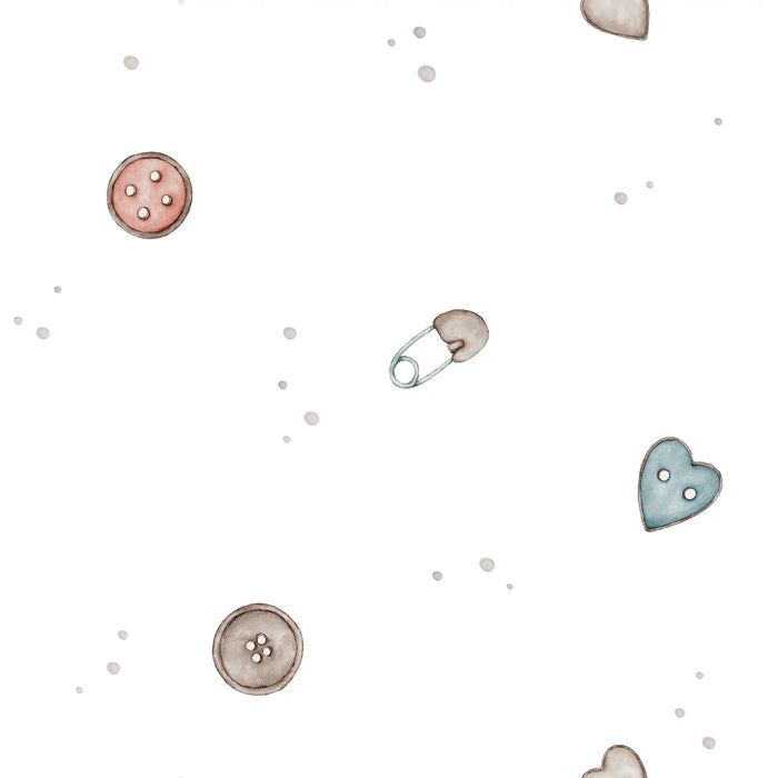 Button Heart Offwhite - Family Fabrics B.V.