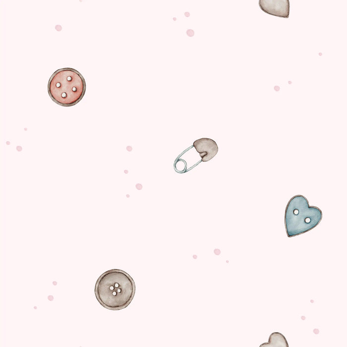 Button Heart Soft Pink - Family Fabrics B.V.