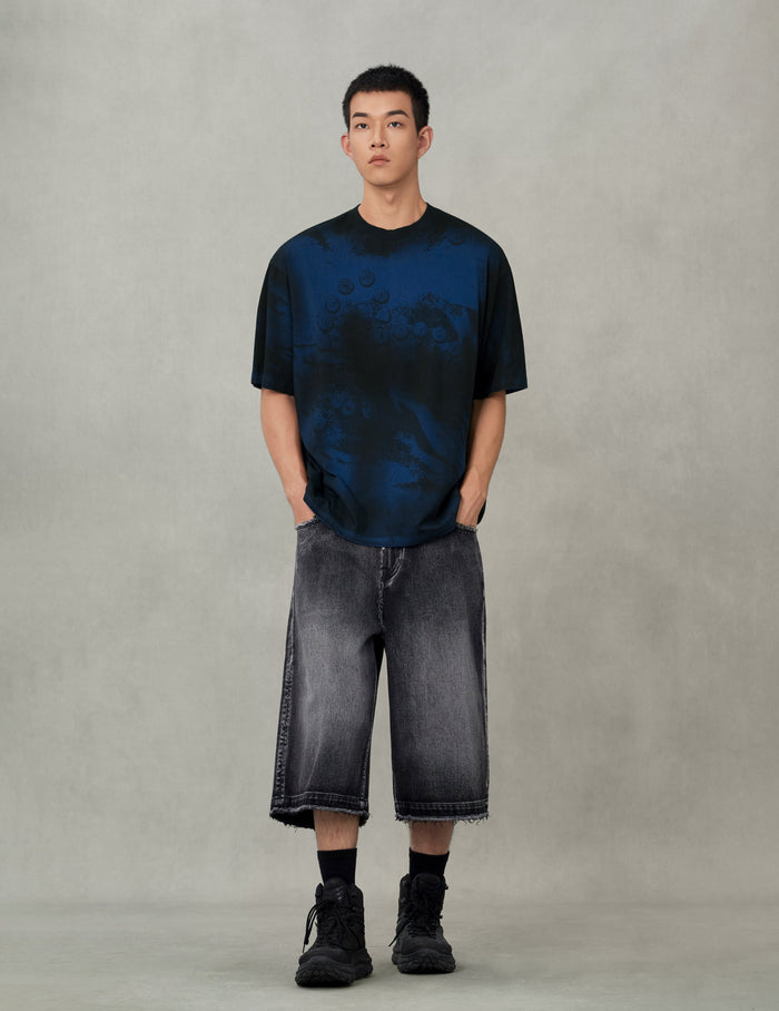 Button Seagull Print Oversized T-Shirt