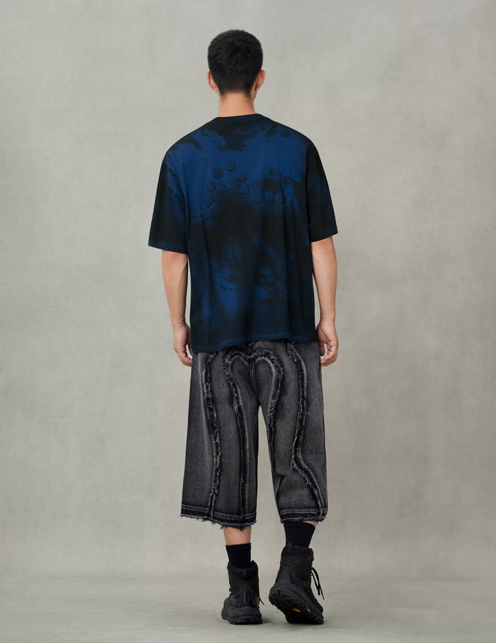 Button Seagull Print Oversized T-Shirt