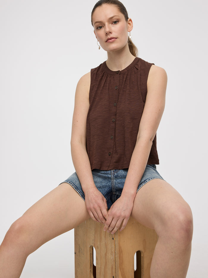 Buttoned-Down Crew-Neck Tank