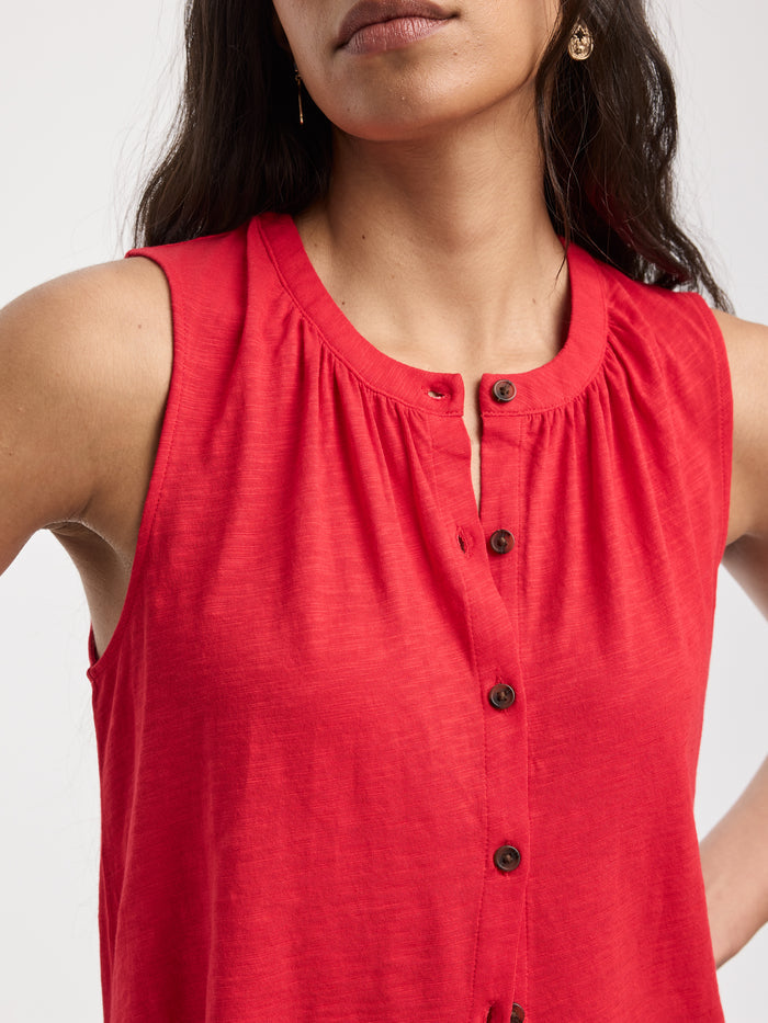 Buttoned-Down Crew-Neck Tank