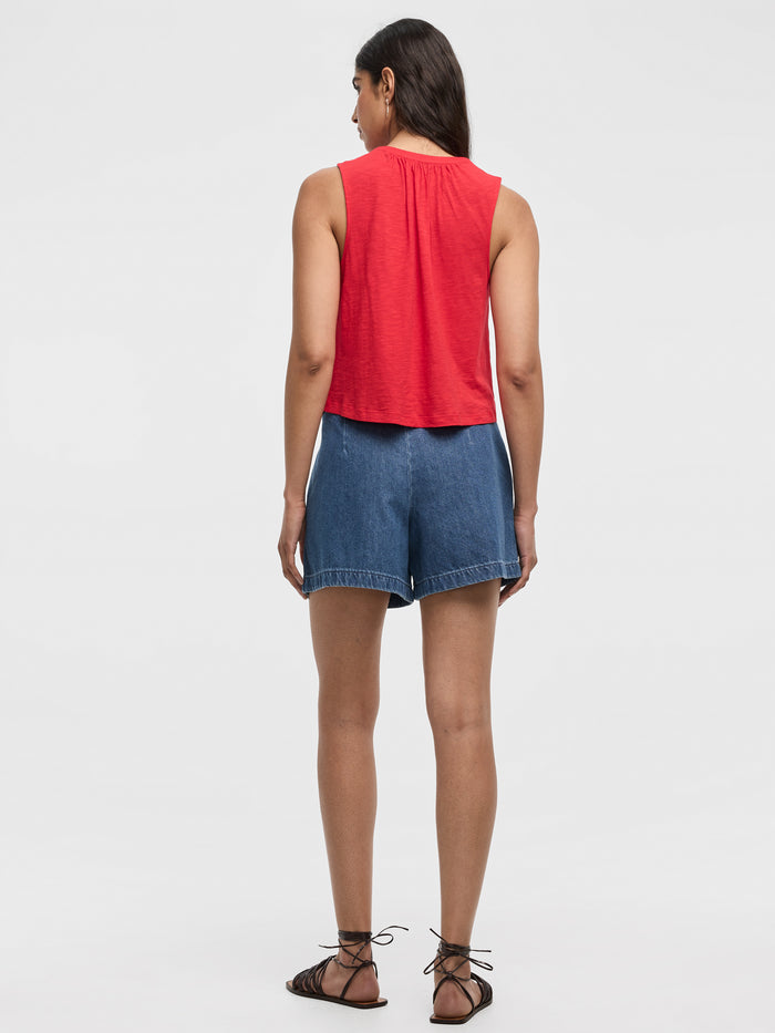 Buttoned-Down Crew-Neck Tank