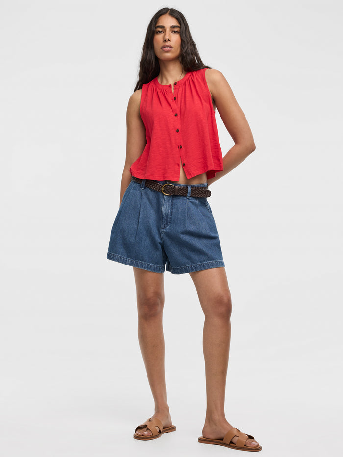 Buttoned-Down Crew-Neck Tank