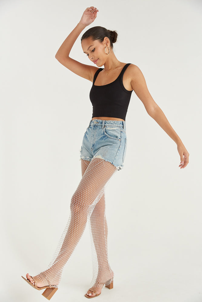 white rhinestone pants