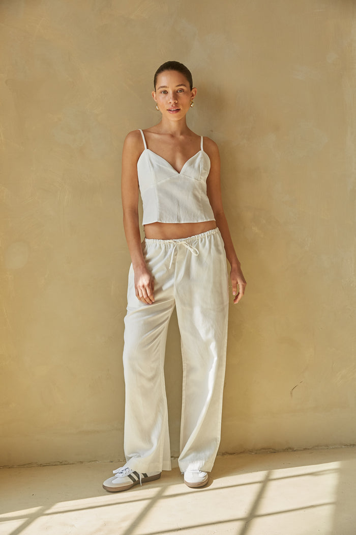 cream v neck linen tank top with open back | must have summer cami