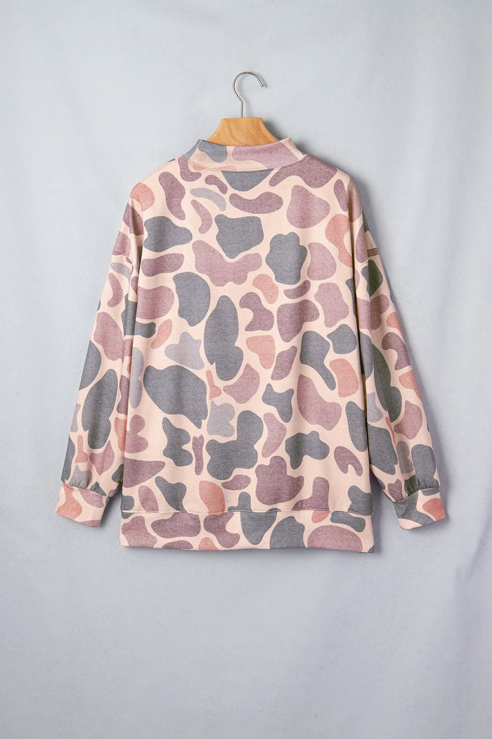 Camo Print Howdy Western Style Baggy Pullover Sweatshirt – Multicolour