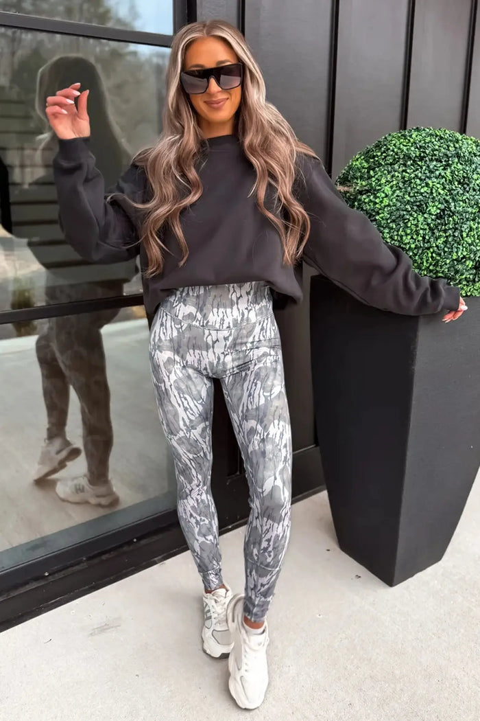 Camouflage Pattern High Waist Leggings – Multicolour