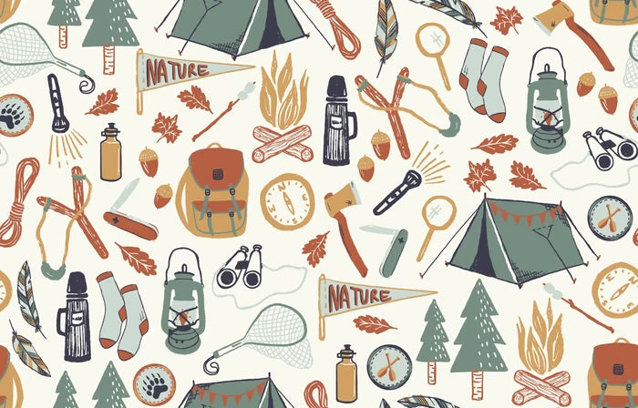 Camping Trip Mustard - Family Fabrics B.V.