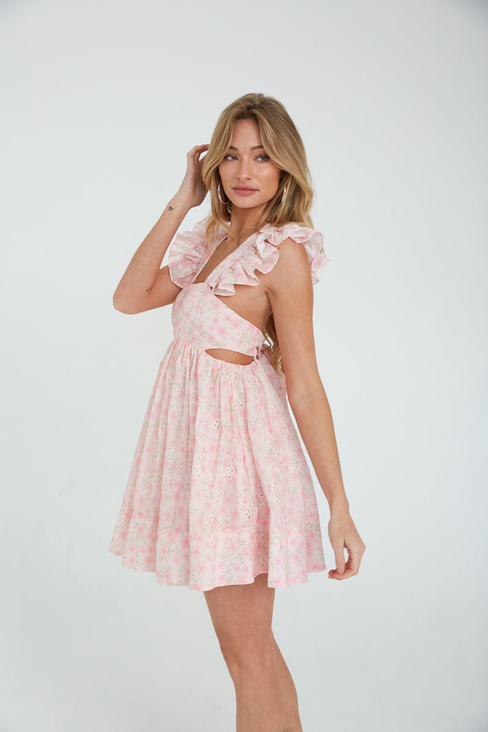 girly pink babydoll dress - pink spring babydoll dress - apron style babydoll dress