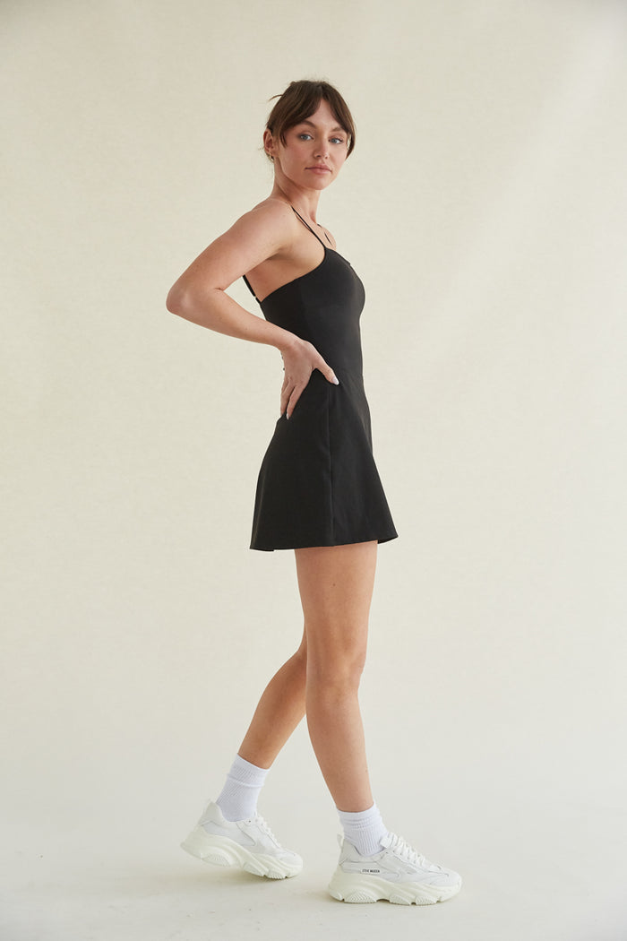smoothing and flattering activewear black dress