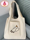 Cartoon Goose Canvas Tote Bag for Women â€“ Cute Eco Friendly Shopping Bag | Shein Instant Delicado