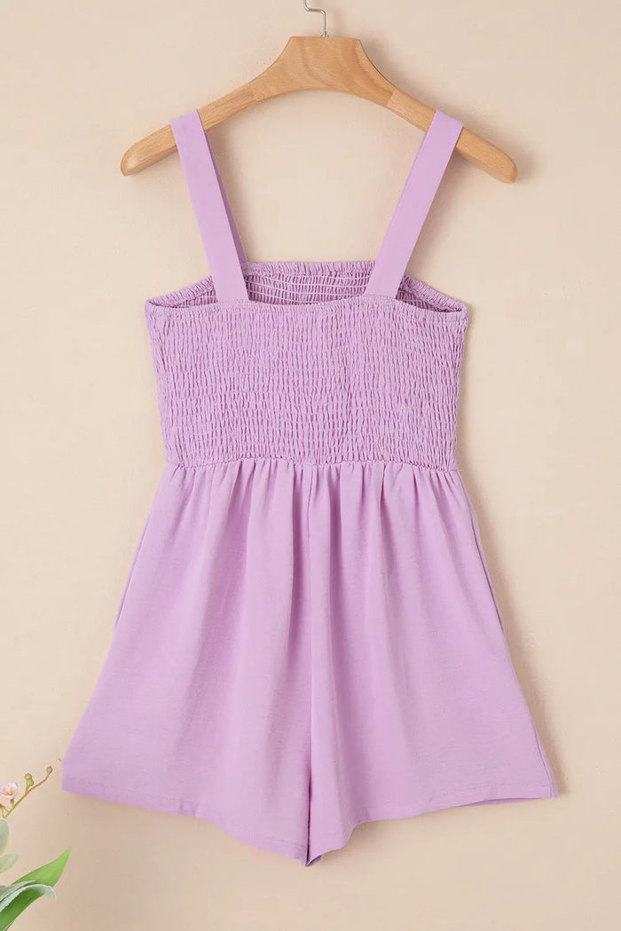 Casual Pocketed Smocked Sleeveless Romper – Phalaenopsis