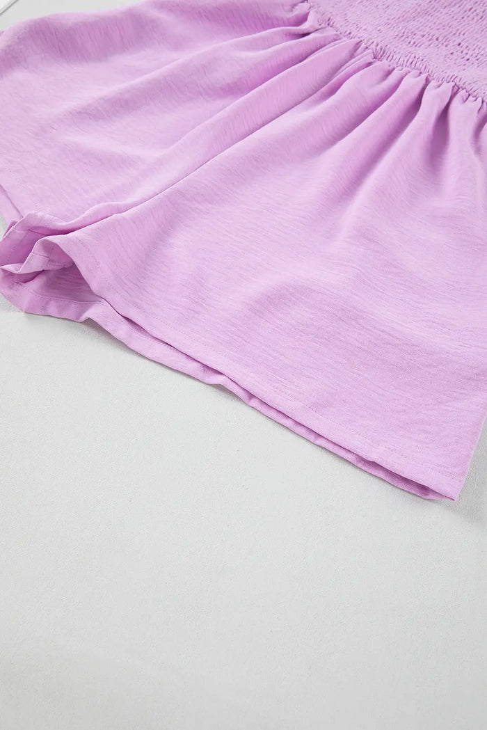 Casual Pocketed Smocked Sleeveless Romper – Phalaenopsis