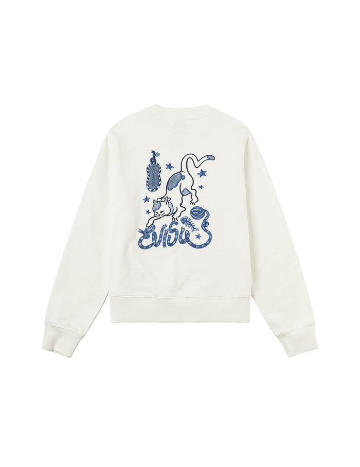 Cat and Logo Embroidery Regular Fit Sweatshirt