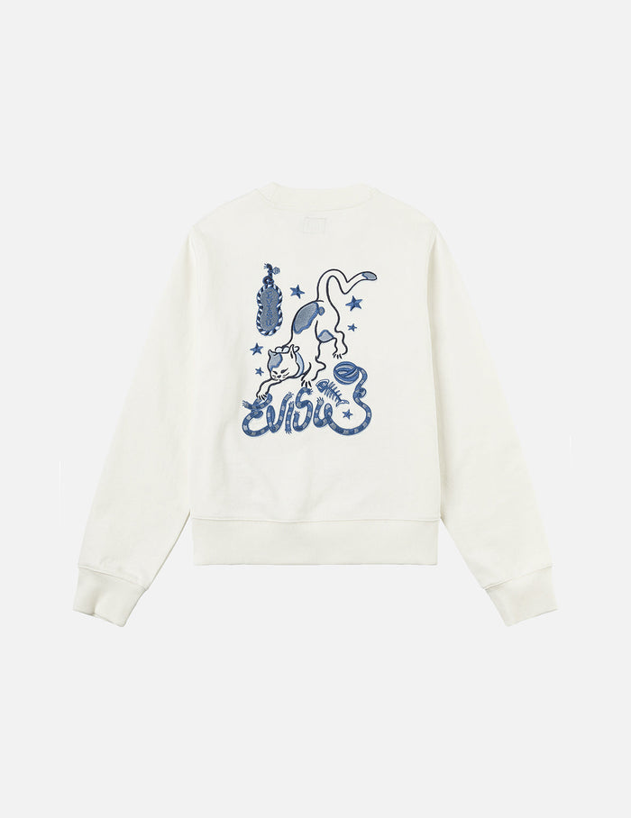 Cat and Logo Embroidery Regular Fit Sweatshirt