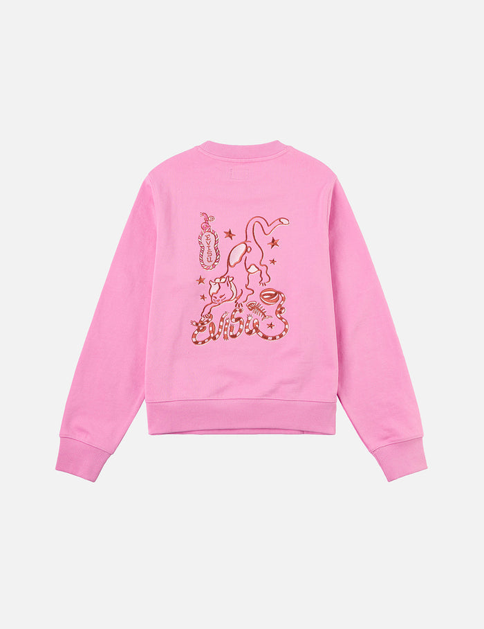 Cat and Logo Embroidery Regular Fit Sweatshirt